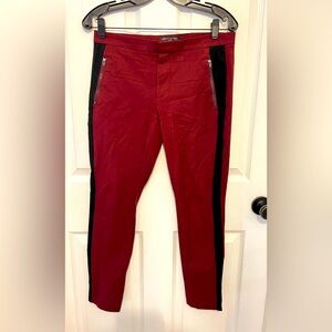BANANA REPUBLIC Women's Burgundy Sloan Fit Black Tux Stripe Slim Ankle Pants